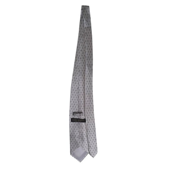 Mario Masotti Mens Silk Necktie Grey Geometric Hand Made Office Gift Fathers Day - Picture 3 of 13